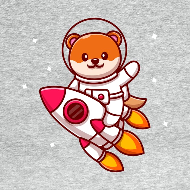 Cute Astronaut Otter Riding Rocket Cartoon by Catalyst Labs